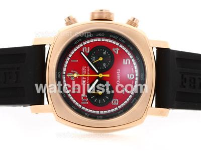 Panerai For Ferrari Working Chronograph Rose Gold Case with Red Dial-Number Marking