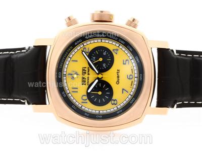 Panerai For Ferrari Working Chronograph Rose Gold Case with Yellow Dial