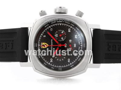 Panerai For Ferrari Working Chronograph with Black Carbon Fibre Style Dial - Rubber Strap