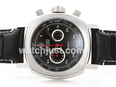 Panerai For Ferrari Working Chronograph with Black Checkered Dial - Leather Strap