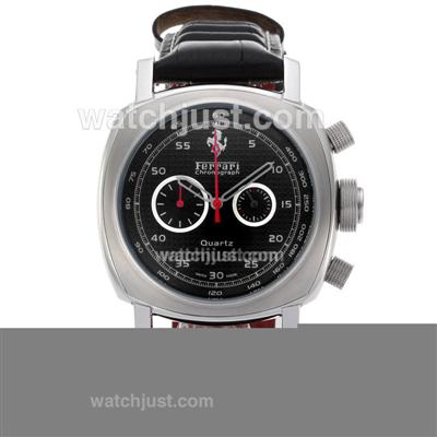 Panerai For Ferrari Working Chronograph with Black Checkered Dial-Leather Strap