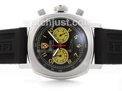 Panerai For Ferrari Working Chronograph with Black Dial-Yellow Subdial - Rubber Strap