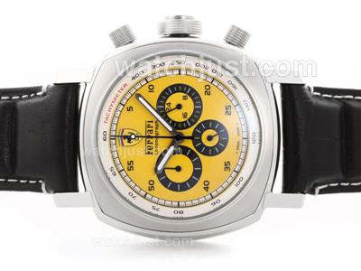 Panerai For Ferrari Working Chronograph with Yellow Dial - Leather Strap