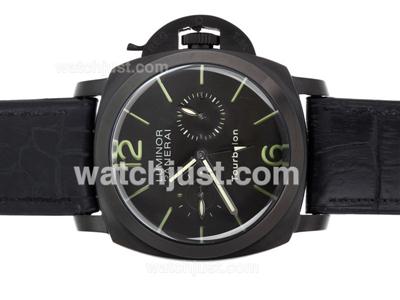 Panerai Luminor Automatic PVD Case with Gray Dial-Leather Strap