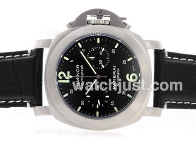 Panerai Luminor Chronograph Lemania Movement with Black Dial and Strap