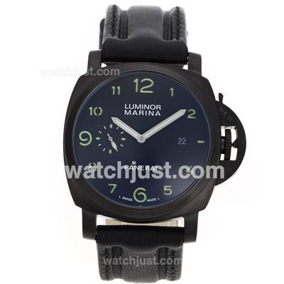 Panerai Luminor Marina Automatic PVD Case Number Markers with Black Dial-Leather Strap