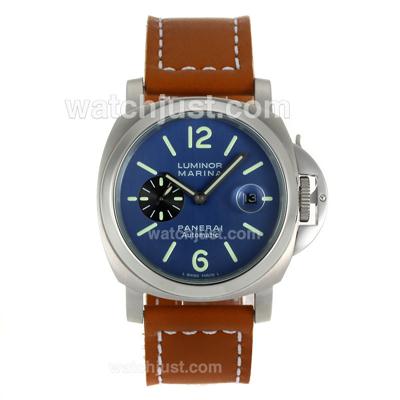 Panerai Luminor Marina Automatic with Blue Dial-Brown Leather Strap