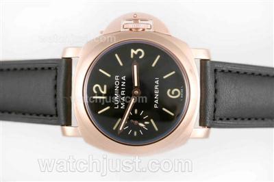 Panerai Luminor Marina Unitas 6497 Movement Rose Gold Case with Black Dial