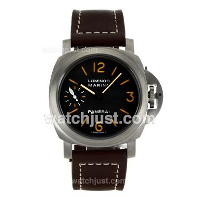 Panerai Luminor Marina Unitas 6497 Movement Swan Neck with Orange Markers-Leather Strap