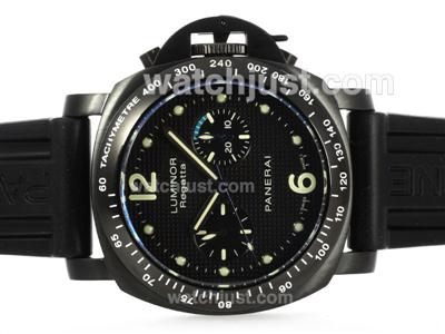 Panerai Luminor Regatta Chronograph Lemania Movement PVD Case with Rubber Strap