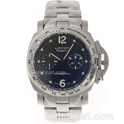 Panerai Luminor Regatta Chronograph Lemania Movement with Black Checkered Dial S/S