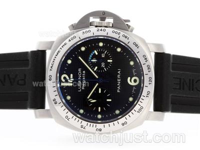 Panerai Luminor Regatta Chronograph Lemania Movement with Black Dial-Rubber Strap