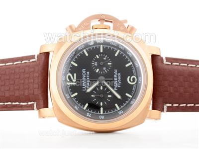 Panerai Luminor Regatta Flyback Working Chrono Rose Gold Case with Black Carbon Fibre Style Dial