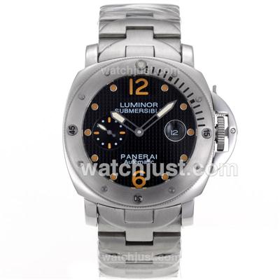Panerai Luminor Submersible Automatic with Black Checkered Dial S/S-Orange Markers