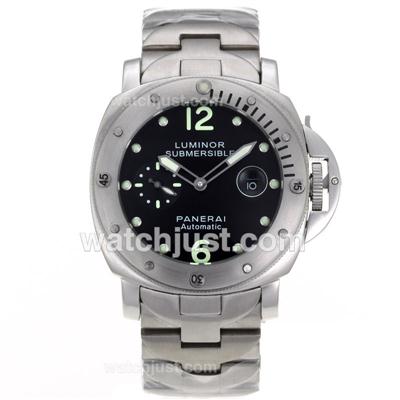 Panerai Luminor Submersible Automatic with Black Dial S/S-Green Markers