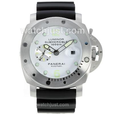 Panerai Luminor Submersible Automatic with White Dial-Rubber Strap