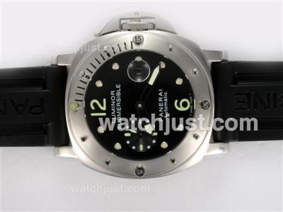 Panerai Luminor Submersible PAM24 Swiss Valjoux 7750 Movement Black Dial with Rubber Strap