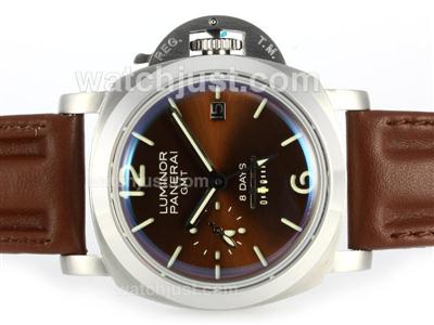 Panerai Luminor GMT 8 Days Automatic with Brown Dial-18K Plated Gold Movement