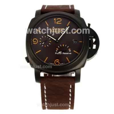 Panerai Luminor Working Power Reserve Automatic PVD Case with Coffee Dial-Coffee Leather Strap