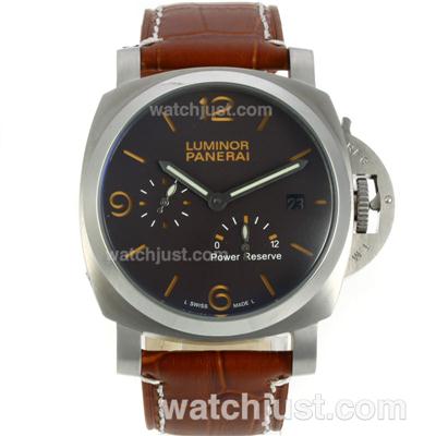 Panerai Luminor Working Power Reserve Automatic with Black Dial-Brown Leather Strap