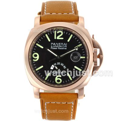 Panerai PAM028 Working Power Reserve Automatic Rose Gold Case With Black Dial