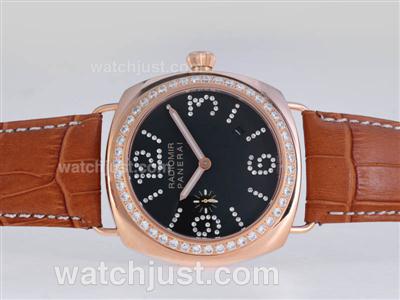 Paneari Radiomir Automatic Rose Gold Case with Black Dial-Diamond Marking