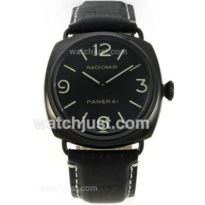 Panerai Radiomir Automatic PVD Case with Black Dial-Leather Strap