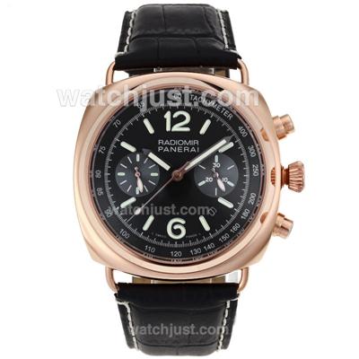 Panerai Radiomir Automatic Rose Gold Case with Black Dial-18K Plated Gold Movement