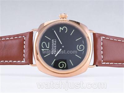 Panerai Radiomir Base Unitas 6497 Movement Rose Gold Case with Black Dial-AR Coating