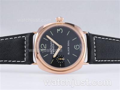 Panerai Radiomir Black Seal Unitas 6497 Movement Rose Gold Case with Black Dial-AR Coating