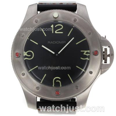 Panerai Radiomir Egiziano 60mm with Unitas 6497 Movement-Black Leather Strap