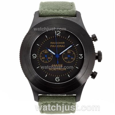 Panerai Radiomir Mare Nostrum Chronograph Lemania Movement PVD Case with Black Dial-Green Nylon Strap