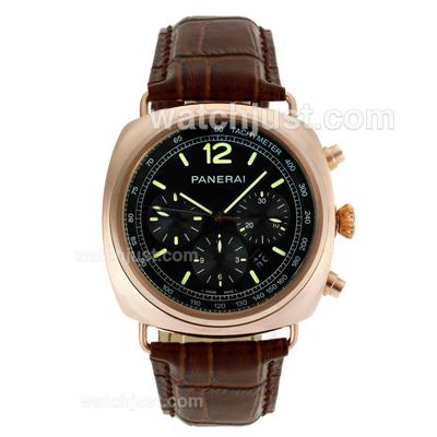 Panerai Radiomir Rose Gold Case Green Markers with Black Dial-Leather Strap