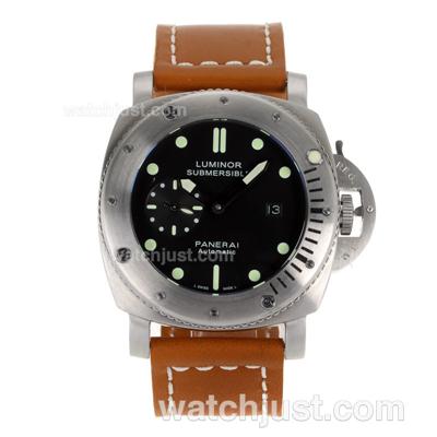 Panerai Luminor Submersible Automatic with Black Dial-Leather Strap 47MM