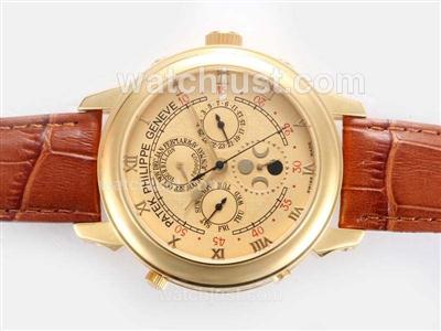 Patek Philippe Astronomical Celestial Double Dial Gold Case with Golden Dial