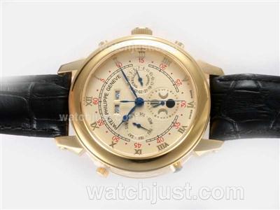Patek Philippe Astronomical Celestial Double Dial With Full Gold Case-Golden Dial