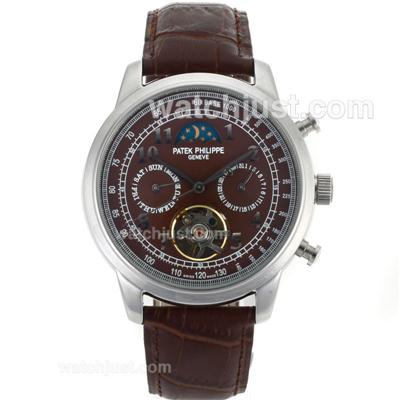 Patek Philippe Astronomical Celestial Tourbillon Automatic Number Markers with Brown Dial-Leather Strap