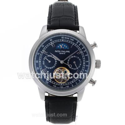 Patek Philippe Astronomical Celestial Tourbillon Automatic Roman Markers with Black Dial-Leather Strap