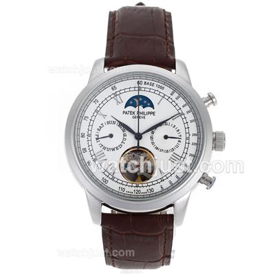 Patek Philippe Astronomical Celestial Tourbillon Automatic Roman Markers with White Dial-Leather Strap