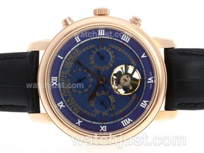 Patek Philippe Astronomical Celestial Tourbillon Automatic Rose Gold Case with Blue Dial-Leather Strap