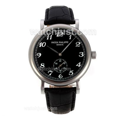 Patek Philippe Calatrava Automatic Number Markers with Black Dial-Leather Strap