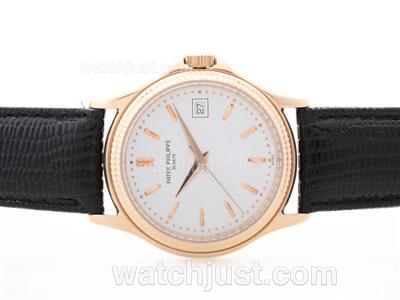 Patek Philippe Calatrava Automatic Rose Gold Case with White Dial -Stick Marking
