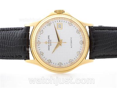 Patek Philippe Calatrava Automatic Yellow Gold Case with White Dial -Diamond Marking