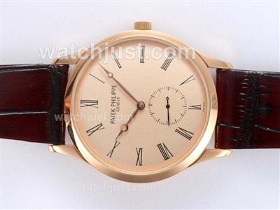 Patek Philippe Calatrava Manual Winding Rose Gold Case with Champagne Dial