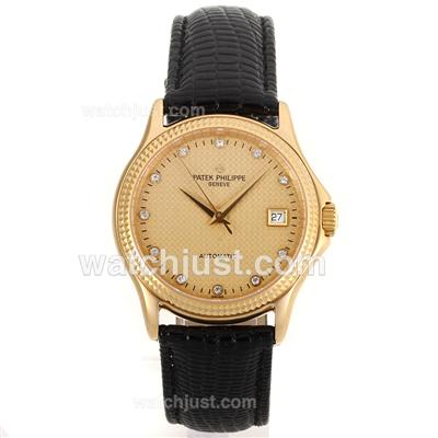 Patek Philippe Classic Automatic Full Gold Case Diomand Markers with Golden Dial-Sapphire Glass
