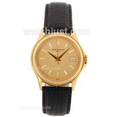 Patek Philippe Classic Automatic Full Gold Case Stick Markers with Golden Dial-Sapphire Glass