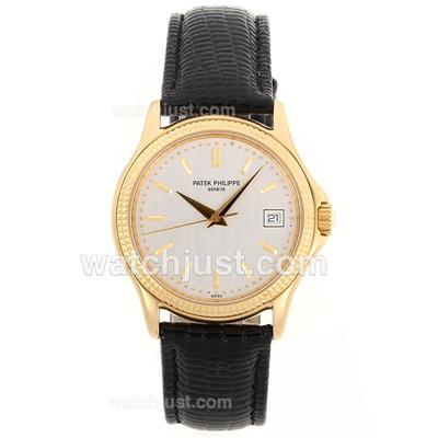 Patek Philippe Classic Automatic Full Gold Case Stick Markers with White Dial-Sapphire Glass