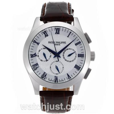 Patek Philippe Classic Automatic Roman Markers with White Dial-Leather Strap