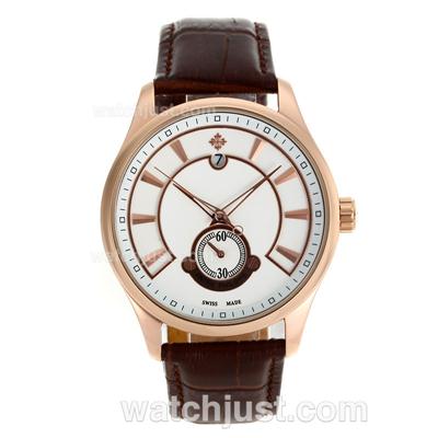 Patek Philippe Classic Automatic Rose Gold Case Stick Markers with White Dial-18K Plated Gold Movement
