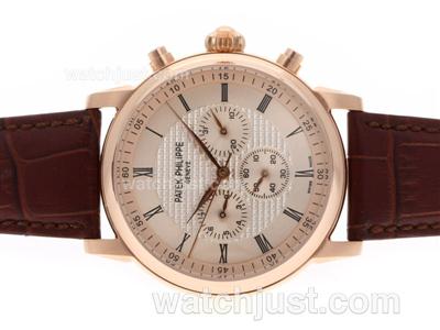 Patek Philippe Classic Automatic Rose Gold Case with Champagne Dial-Leather Strap